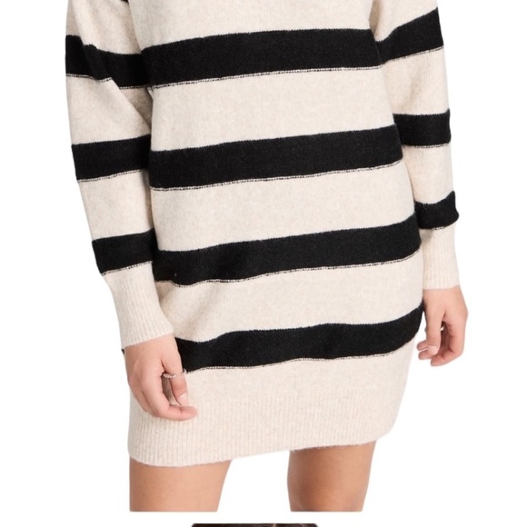 Line & Dot Cozy Rosie Mock Neck Sweater Dress. Oatmeal & Black Size Medium #911 - Picture 4 of 9